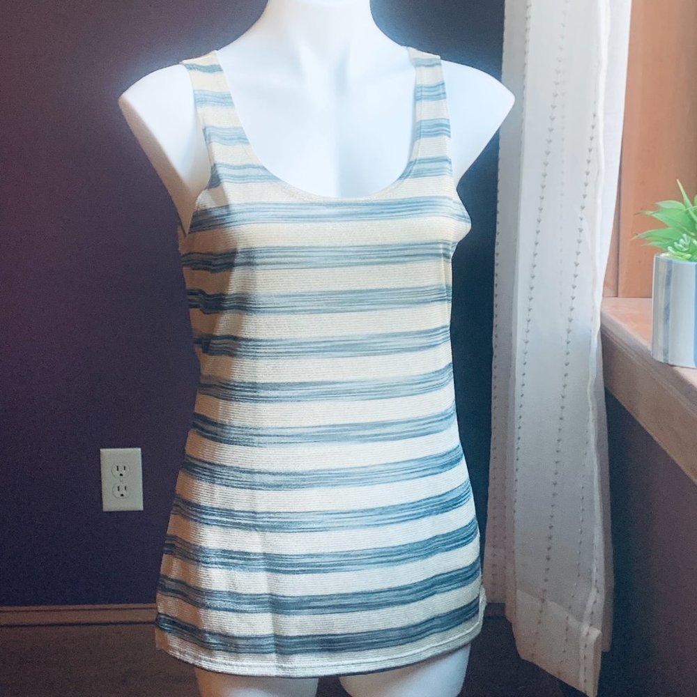 BANANA REPUBLIC Dressy Metallic Striped Tank M